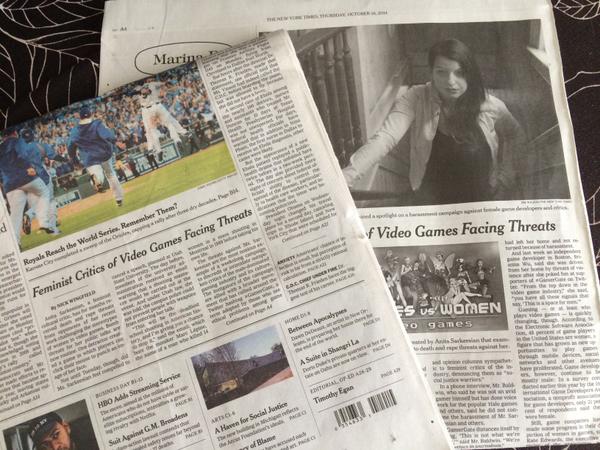 Anita Sarkeesian and GamerGate on the front page of the New York Times